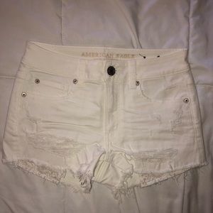 White Ripped Denim Shorts